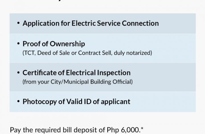 Application requirements for Electricity service connection clark